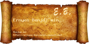 Ernyes Benjámin névjegykártya